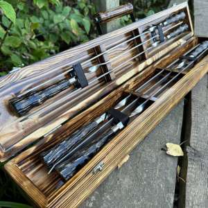 Набір шампурів у дерев'яному кейсі з 6 предметів