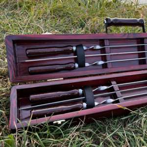 Набір шампурів у дерев'яному кейсі з 6 предметів