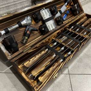 Набір шампурів у дерев'яному кейсі з 23 предметів