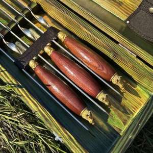 Набір шампурів "Кабан" у дерев'яному кейсі з 11 предметів