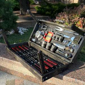 Набір шампурів у дерев'яному кейсі з 66 предметів