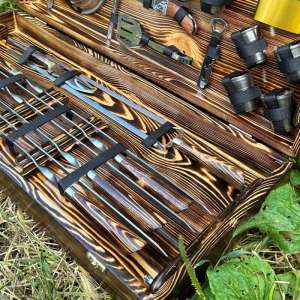 Набір шампурів у дерев'яному кейсі з 44 предметів