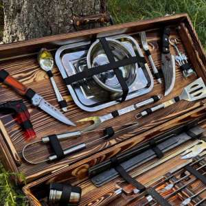 Набір шампурів у дерев'яному кейсі з 41 предметів