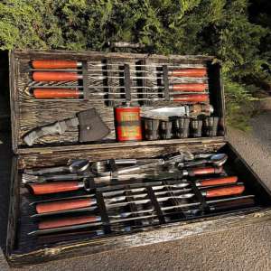 Набір шампурів у дерев'яному кейсі з 66 предметів