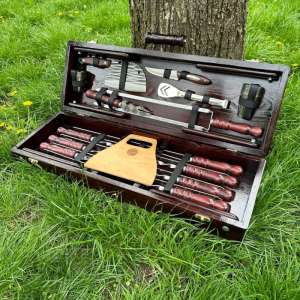 Набір шампурів у дерев'яному кейсі - «ГУРМАН»