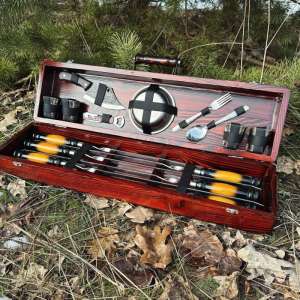 Набір шампурів у дерев'яному кейсі з 37 предметів