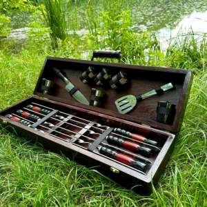 Набір шампурів у дерев'яному кейсі з 14 предметів