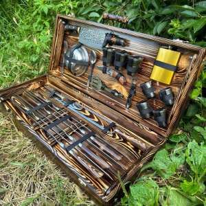 Набір шампурів у дерев'яному кейсі з 44 предметів