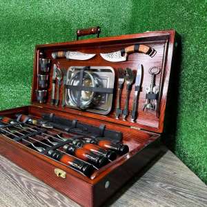 Набір шампурів у дерев'яному кейсі з 38 предметів