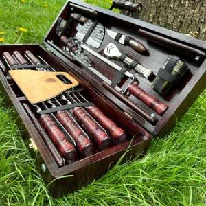 Набір шампурів у дерев'яному кейсі - «ГУРМАН»