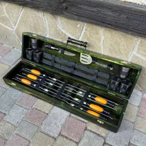 Набір шампурів у дерев'яному кейсі з 15 предметів