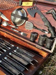 Набір шампурів у дерев'яному кейсі з 65 предметів