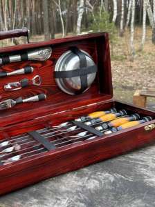 Набір шампурів у дерев'яному кейсі з 36 предметів