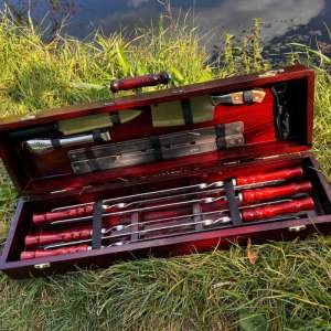 Набір шампурів у дерев'яному кейсі з 11 предметів