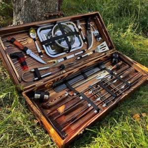 Набір шампурів у дерев'яному кейсі з 41 предметів