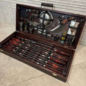 Набір шампурів у дерев'яному кейсі - «ПРИНЦ»