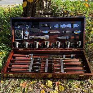 Набір шампурів у дерев'яному кейсі з 49 предметів