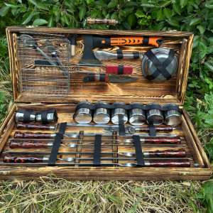 Набір шампурів у дерев'яному кейсі з 43 предметів