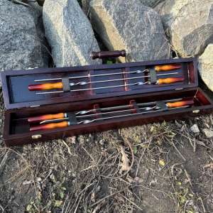 Набір шампурів у дерев'яному кейсі з 6 предметів