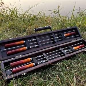 Набір шампурів у дерев'яному кейсі з 6 предметів