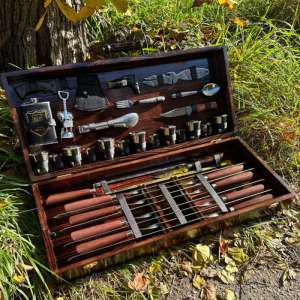 Набір шампурів у дерев'яному кейсі з 49 предметів