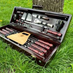 Набір шампурів у дерев'яному кейсі - «ГУРМАН»