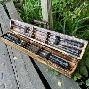 Набір шампурів у дерев'яному кейсі з 6 предметів