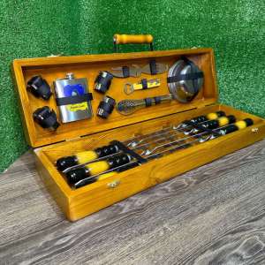 Набір шампурів у дерев'яному кейсі з 22 предметів