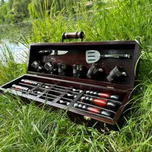 Набір шампурів у дерев'яному кейсі з 14 предметів