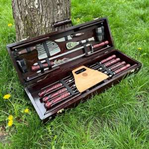 Набір шампурів у дерев'яному кейсі - «ГУРМАН»