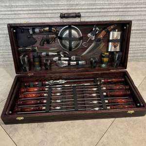 Набір шампурів у дерев'яному кейсі - «ПРИНЦ»